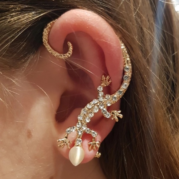 Unique Diamond Lizard Cuff Wrap Around Earring - Picture 11 of 13